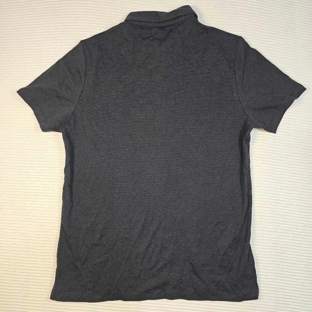 Banana Republic Luxe Touch Performance Polo Mens Large CharcoalGrey Micro Stripe